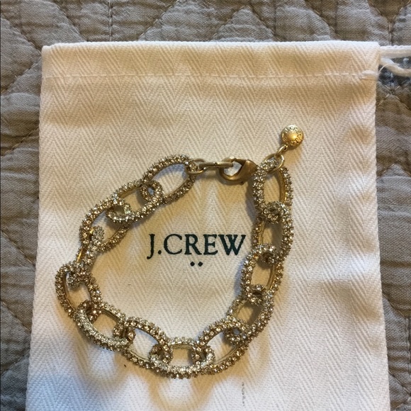 J. Crew Jewelry - J Crew Gold with Crystals Link Bracelet
